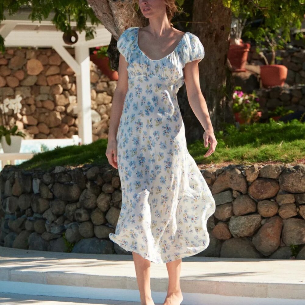 FLORENCIA DRESS -- BLEU FROLICKING FLORAL